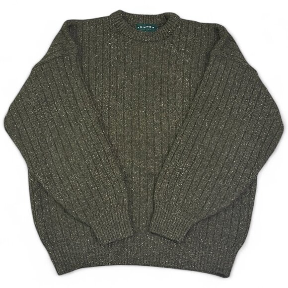 Vintage Tundra Canada Wool Silk Sweater XL Khaki Green Rib Knit Fisherman Cabin - Picture 1 of 5